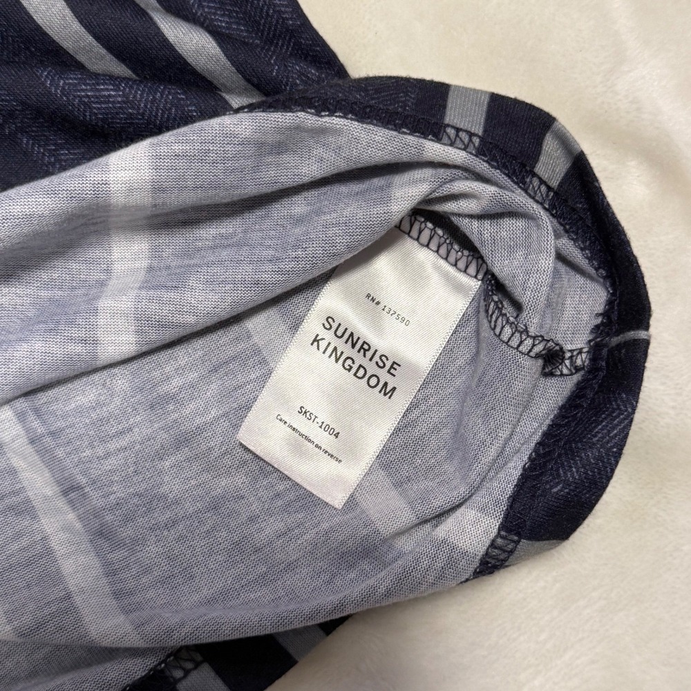 Sunrise‎ Kingdom Los Angeles Striped Tee Mens Large Navy Grey Streetwear Vibe - Picture 3 of 6